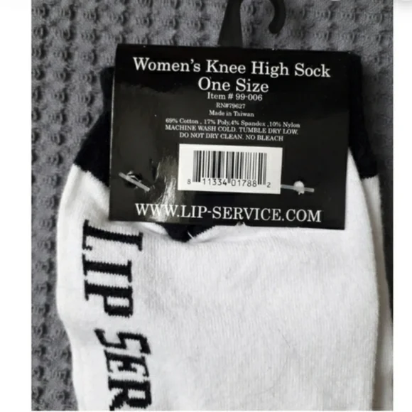 Lip Service - Dagger Heart black and white knee high socks - Picture 4 of 4